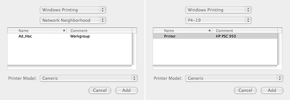 browse for a shared mac printer on windows